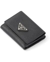 Prada - Small Logo-Plaque Leather Wallet - Lyst