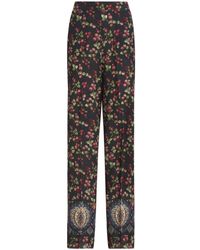 Etro - Floral-print Straight-leg Trousers - Lyst