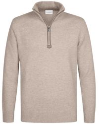 Profuomo - Quarter-Zip Ribbed-Trim Sweater - Lyst