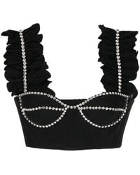 Area - Crop Top With Crystals - Lyst
