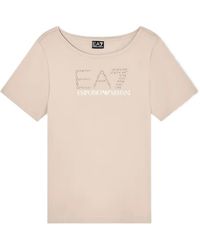 EA7 - Rhinestone-Embellished Logo-Print T-Shirt - Lyst