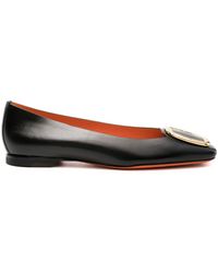 Santoni - Buckle-detail Leather Ballerina Shoes - Lyst