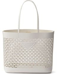 Prada - Handtasche aus Faux-Leder mit perforiertem Logo - Lyst