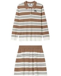 Izzue - Ensemble Jupe Et Pull À Col Polo À Rayures - Lyst
