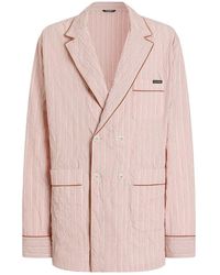 Dolce & Gabbana - Crinkled Striped Fabric Shirt-Style Vanity Robe - Lyst