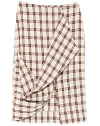 Rohe - Draped Check Midi Skirt - Lyst