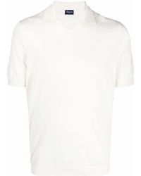 Drumohr - T-Shirt mit offenem Poloshirtkragen - Lyst