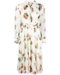 Ulla Johnson - Chiffon Midi-Jurk - Lyst
