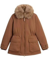 Woolrich - Faux-Fur Collar Drawstring Coat - Lyst