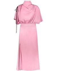 Ellery - Draped-Collar Side-Slit Midi Dress - Lyst