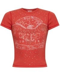 DIESEL - T-Shirt Orné De Cristaux À Imprimé Graphique - Lyst