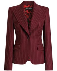 Dolce & Gabbana - Veste Turlington À Simple Boutonnage En Laine À Fines Rayures - Lyst