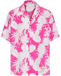 Valentino Garavani - Pineapple-print Silk Bowling Shirt - Lyst
