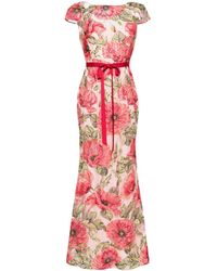 Marchesa - Floral-embroidered Tulle Maxi Dress - Lyst
