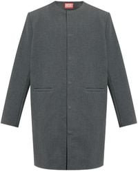 DIESEL - Collarless Single-Breasted Coat - Lyst