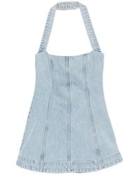 retroféte - Halterneck Denim Mini Dress - Lyst