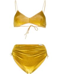 Oséree Bikini froncé en velours - Jaune