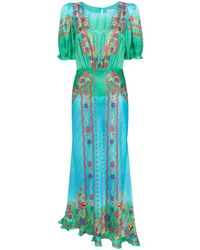 Saloni - Vida Floral-print Silk Dress - Lyst