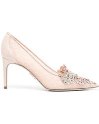 Rene Caovilla - 80Mm Crystal-Embellished Leather Pumps - Lyst