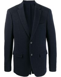 Ferragamo Tonal Houndstooth Blazer Jacket - Blue