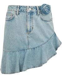 Liu Jo - Rose-Appliqué Denim Skirt - Lyst
