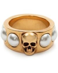 Alexander McQueen - Pearl And Skull Ring - Lyst
