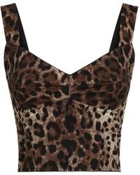 Dolce & Gabbana - Leo-Print Poplin Top - Lyst