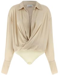 ANDAMANE - Draped Long-Sleeve Bodysuit - Lyst