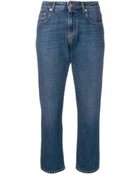 MSGM Cropped Straight Jeans - Blauw