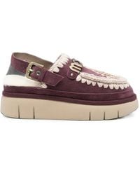 Mou - Crochet-Trim Buckle-Strap Pumps - Lyst