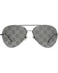 Gucci - Pilot-Frame Logo-Pattern Sunglasses - Lyst