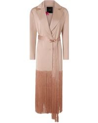 Pinko - Fringe-Hem Belted Coat - Lyst