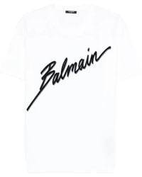 Balmain - Camiseta con logo bordado - Lyst