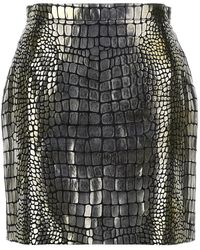 Roberto Cavalli - Crocodile-Effect Leather Mini Skirt - Lyst