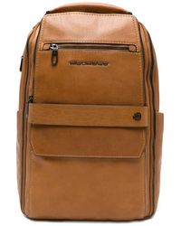 Piquadro - Multi-Pocket Leather Backpack - Lyst