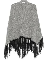 Peserico - Sequin-Embellished Fringed Poncho - Lyst