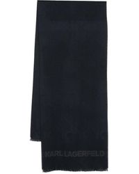 Karl Lagerfeld Bufanda con logo y flecos - Negro