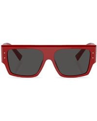 Dolce & Gabbana - Logo-Print Rectangle-Frame Sunglasses - Lyst