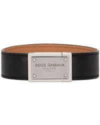 Dolce & Gabbana - Bracelet en cuir à plaque logo - Lyst