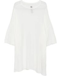 Rick Owens - Katoenen T-Shirt Met Gerafelde Rand - Lyst