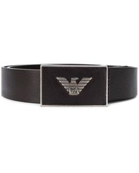 Emporio Armani Cintura con placca logo - Marrone