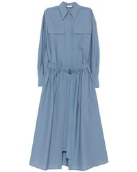 Brunello Cucinelli - Robe Mi-Longue À Taille Ceinturée - Lyst