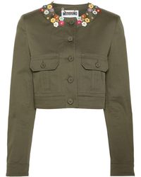 Moschino - Floral-appliqué Cropped Jacket - Lyst