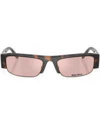Miu Miu - Tortoiseshell-Effect Rectangle-Frame Sunglasses - Lyst