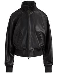 Polo Ralph Lauren - Ribbed-Trim Leather Jacket - Lyst