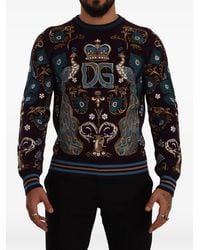 Dolce & Gabbana - Bordeaux Cashmere Dg Crown Embroidered Sweater - Lyst