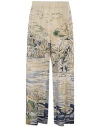 Weekend by Maxmara - Curva Printed Silk Trousers - Lyst