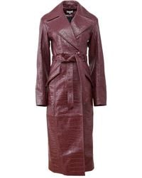 Fleur du Mal - Crocodile-Effect Belted Coat - Lyst