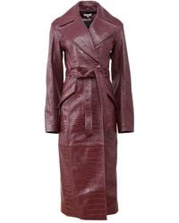 Fleur du Mal - Crocodile-Effect Belted Coat - Lyst