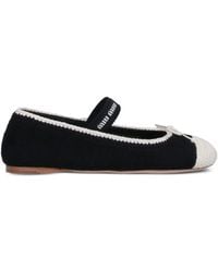 Miu Miu - Crochet Bow Ballet Flats - Lyst